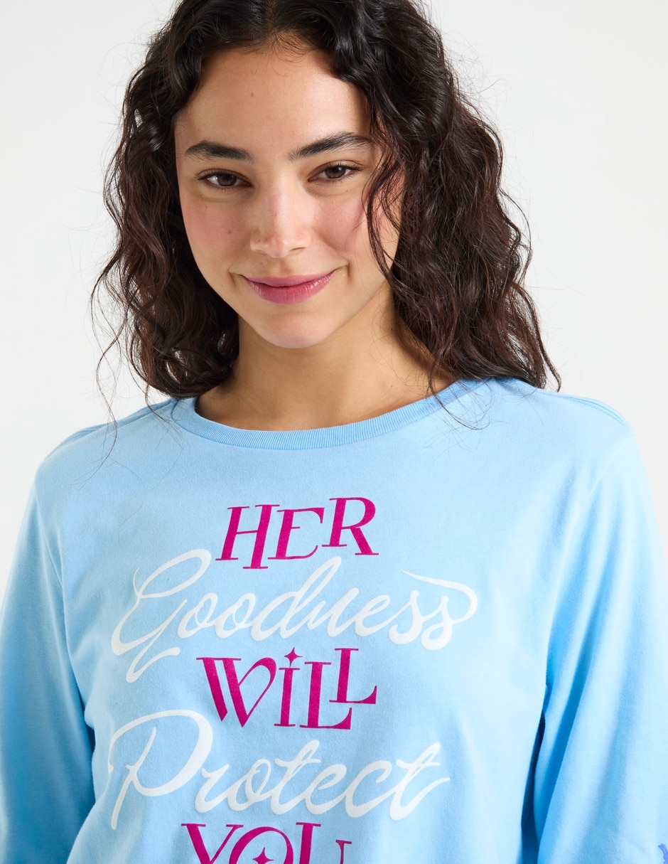 Playera manga larga Wicked cuello redondo para mujer 4