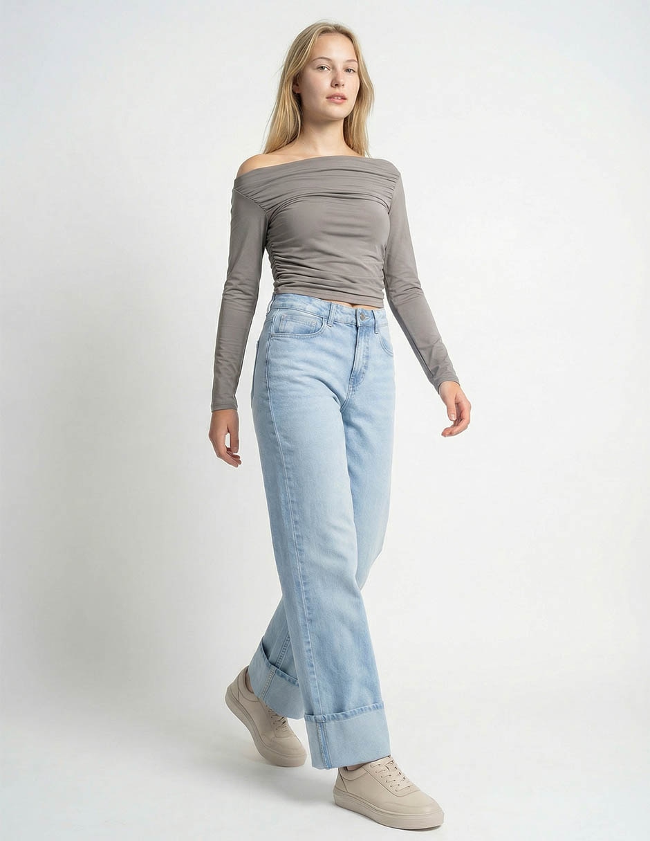Jeans amplio cintura para mujer 3