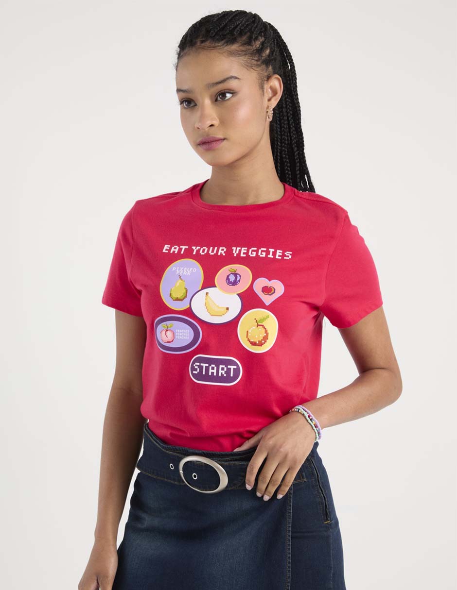 Playera manga corta cuello redondo para mujer Playera manga corta cuello redondo para mujer