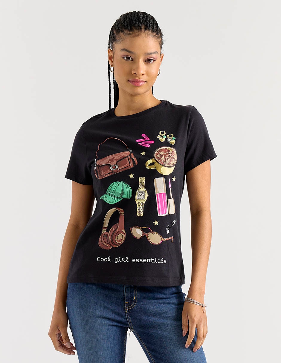 Playera manga corta cuello redondo para mujer Playera manga corta cuello redondo para mujer