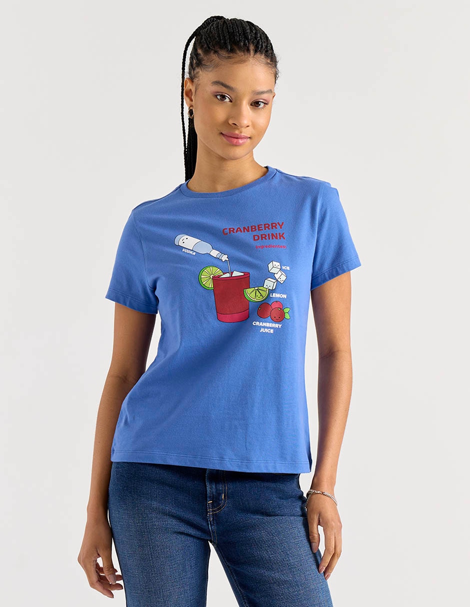 Playera manga corta cuello redondo para mujer Playera manga corta cuello redondo para mujer