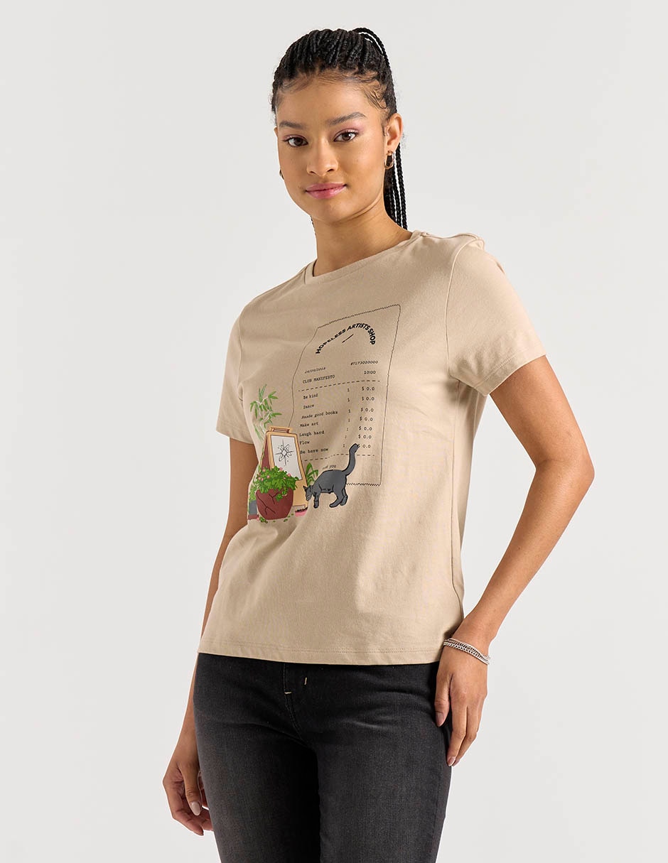 Playera manga corta cuello redondo para mujer Playera manga corta cuello redondo para mujer