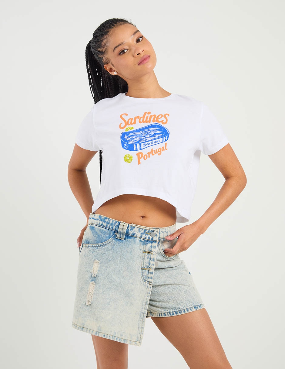 Playera manga corta cuello redondo para mujer