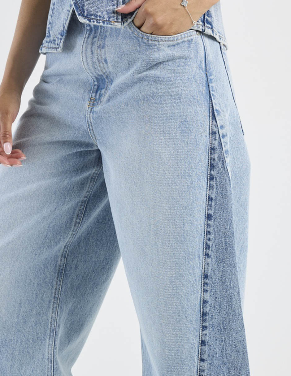 Jeans relaxed amplio a la cintura para mujer 5