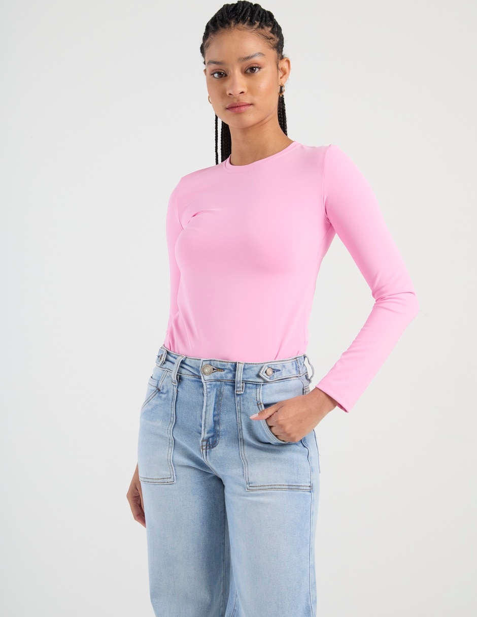 Playera manga larga cuello redondo para mujer 2