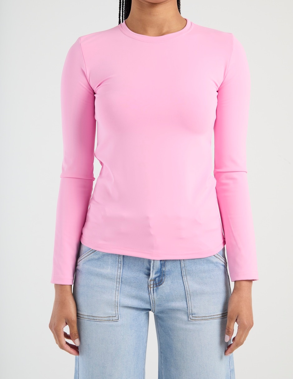 Playera manga larga cuello redondo para mujer 5