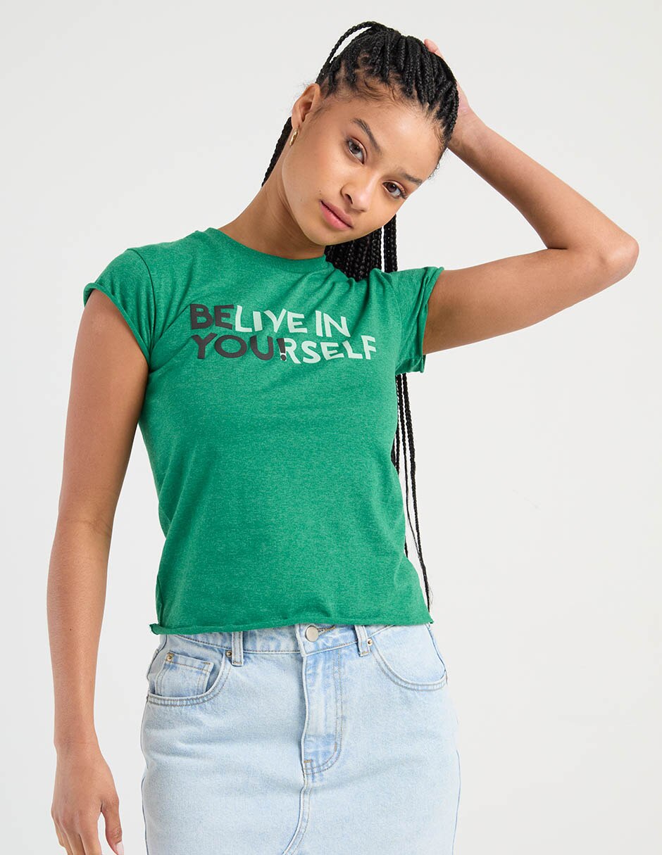 Playera manga corta cuello redondo para mujer Playera manga corta cuello redondo para mujer