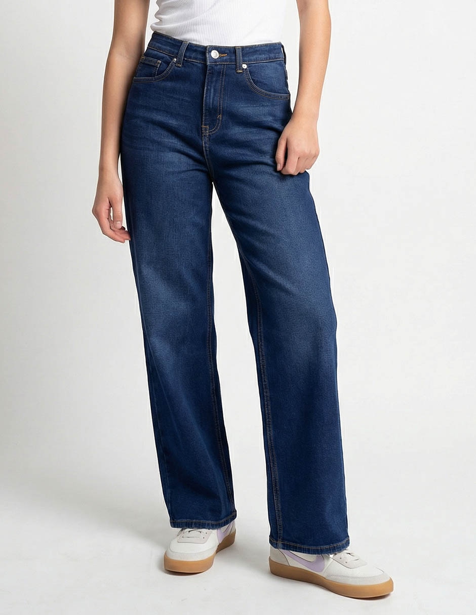 Jeans relaxed straight cintura media para mujer Jeans relaxed straight cintura media para mujer