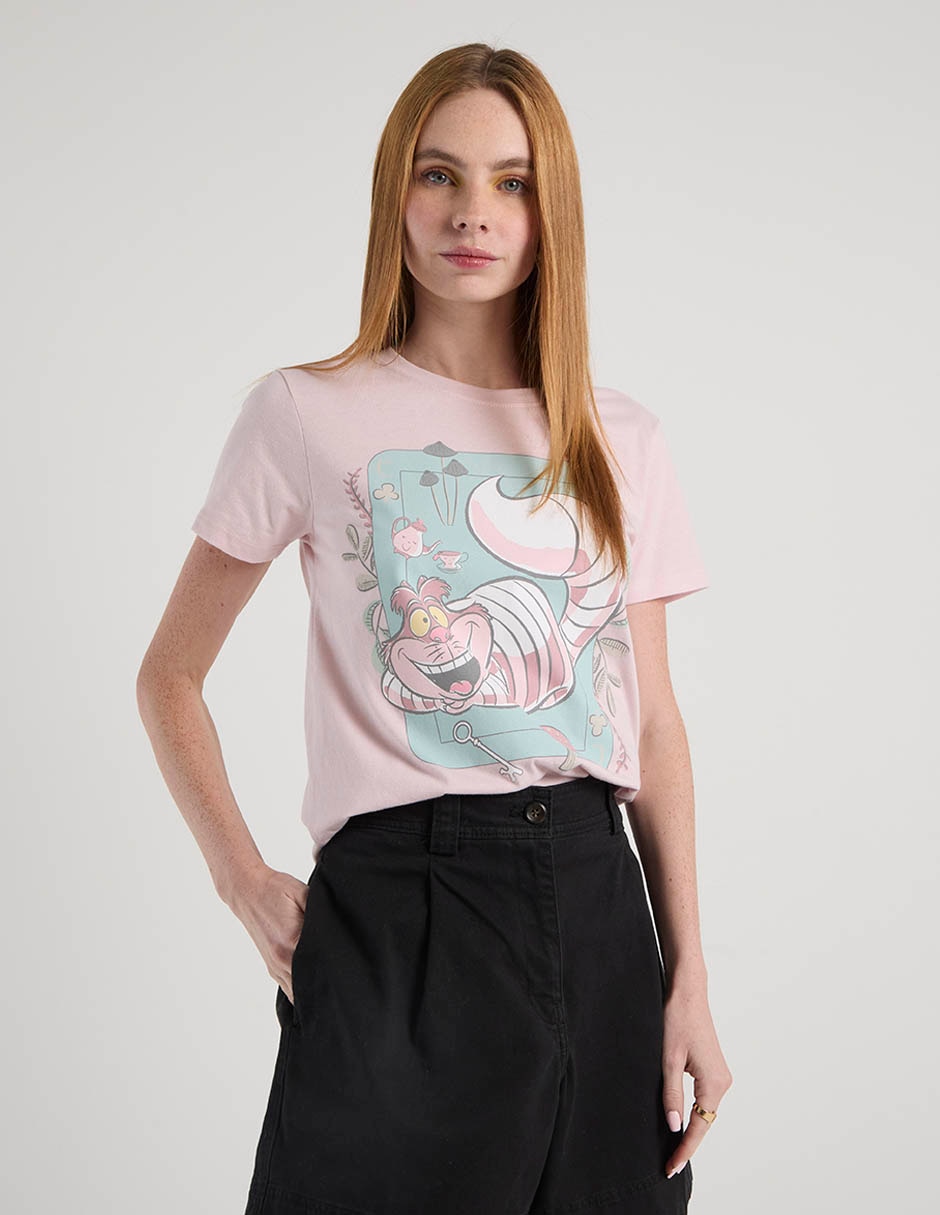 Playera manga corta Alice in Wonderland cuello redondo para mujer 2