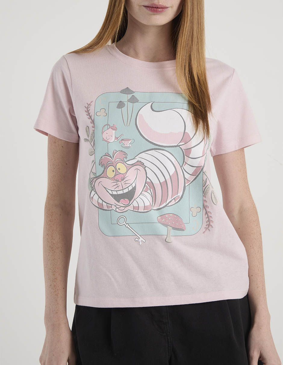 Playera manga corta Alice in Wonderland cuello redondo para mujer 7