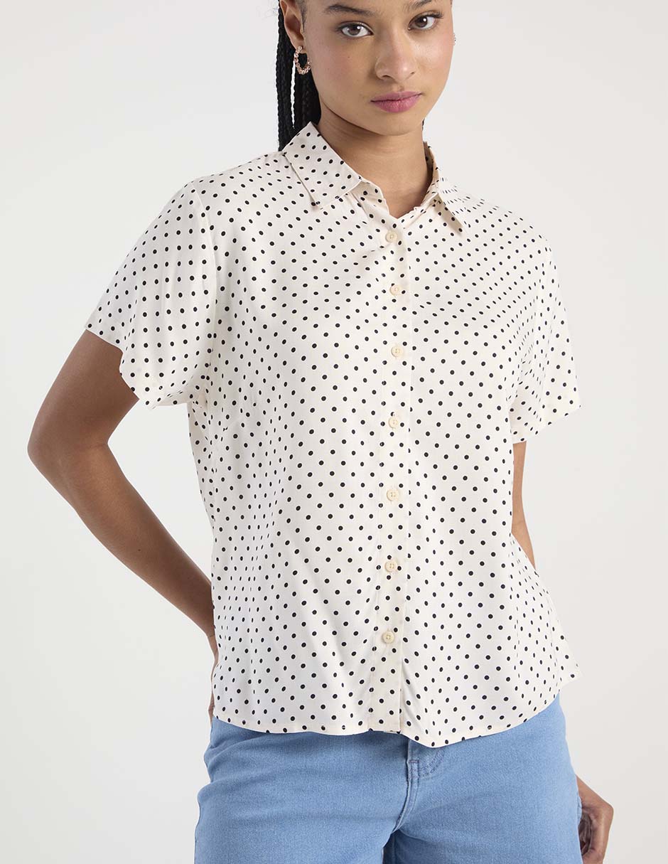 Blusa camisera manga corta para mujer 4
