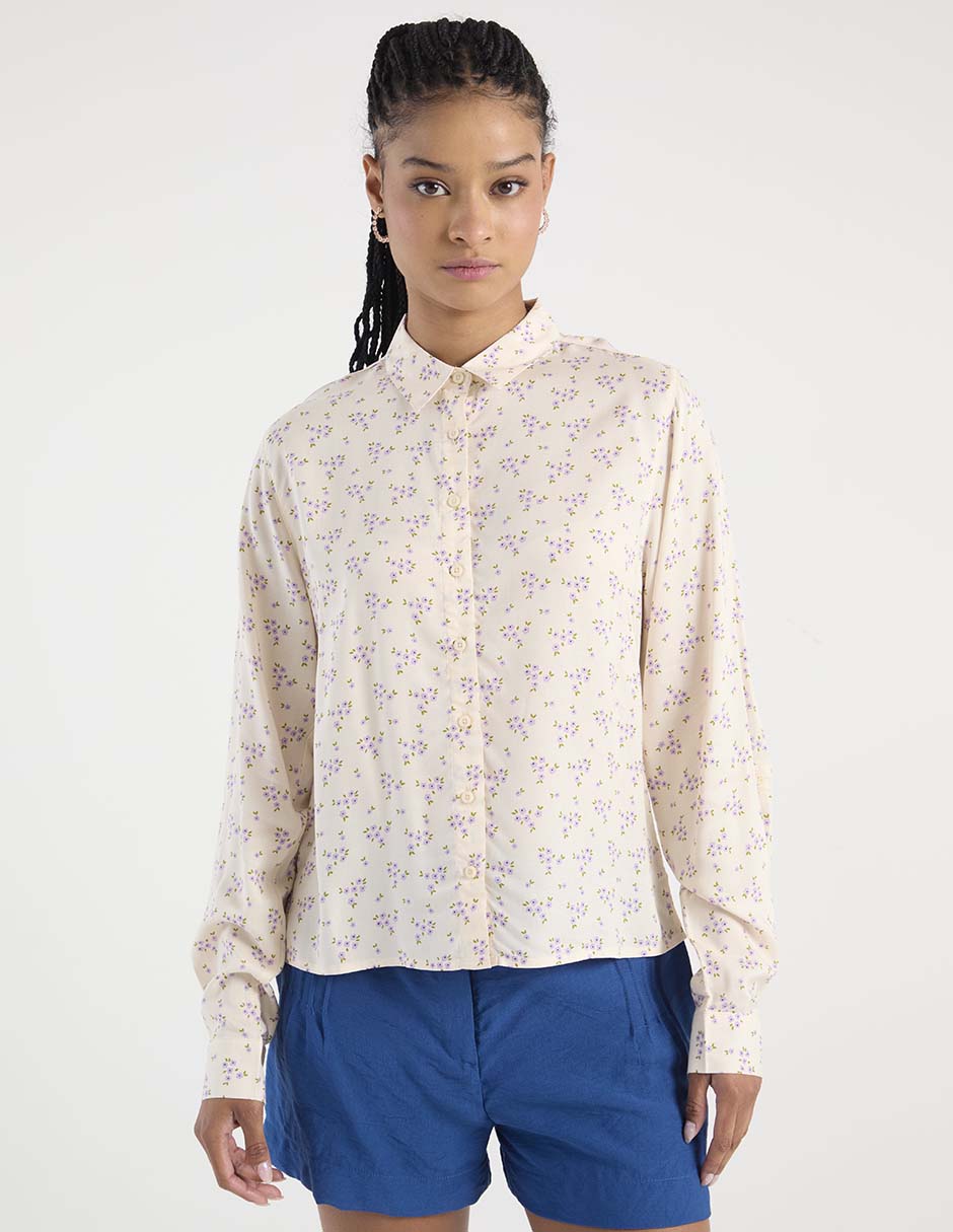 Blusa camisera manga larga para mujer