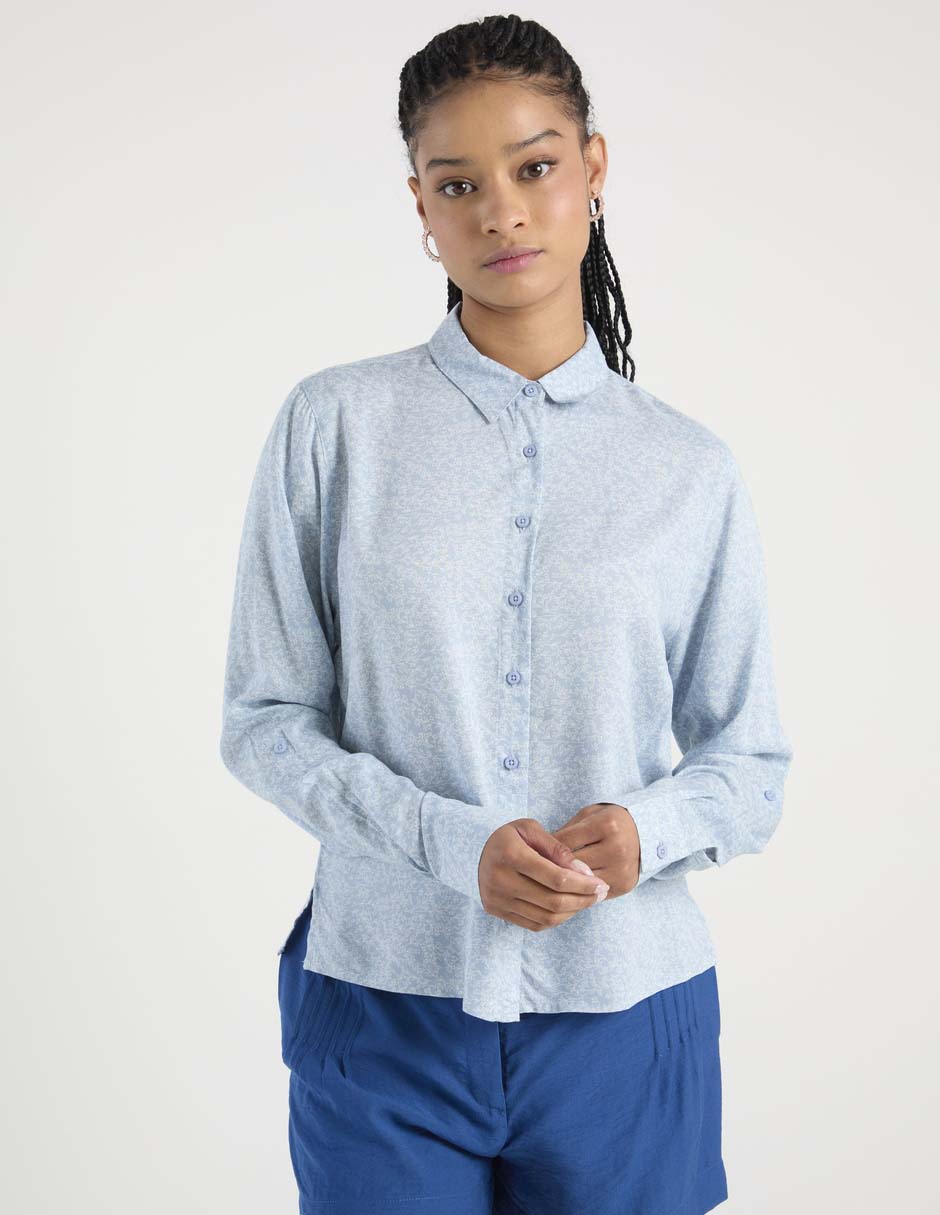 Blusa camisera manga larga para mujer