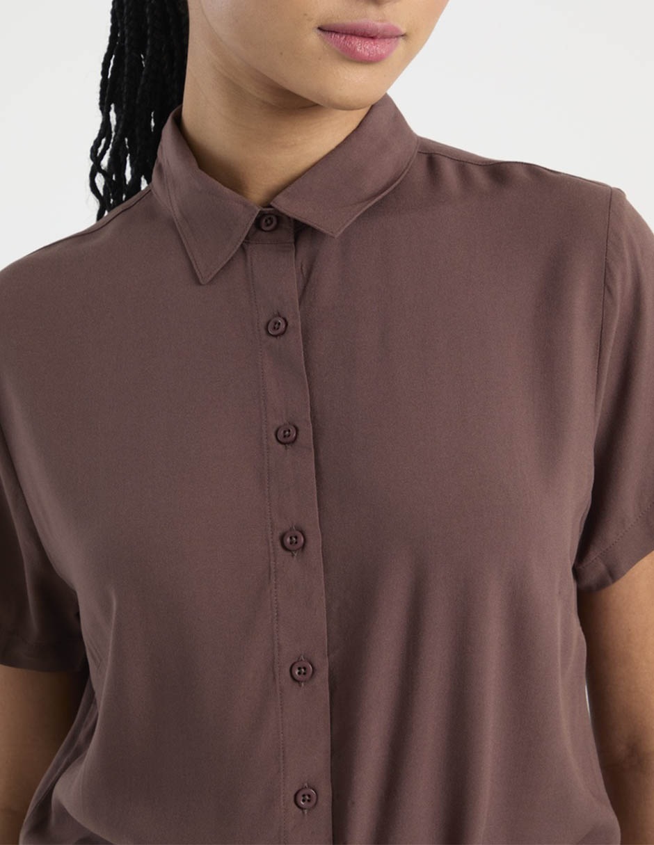 Blusa camisera manga corta para mujer 4