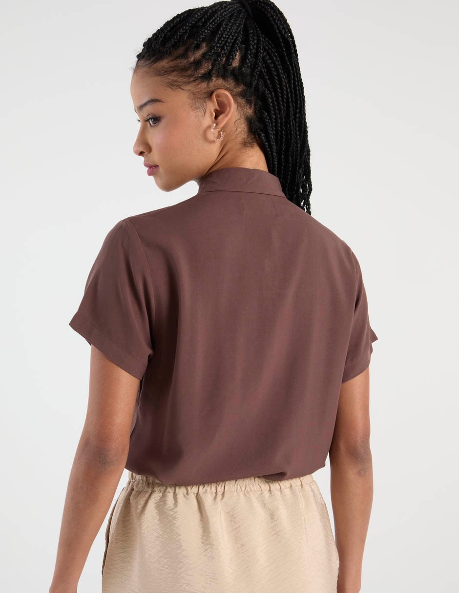 Blusa camisera manga corta para mujer 6
