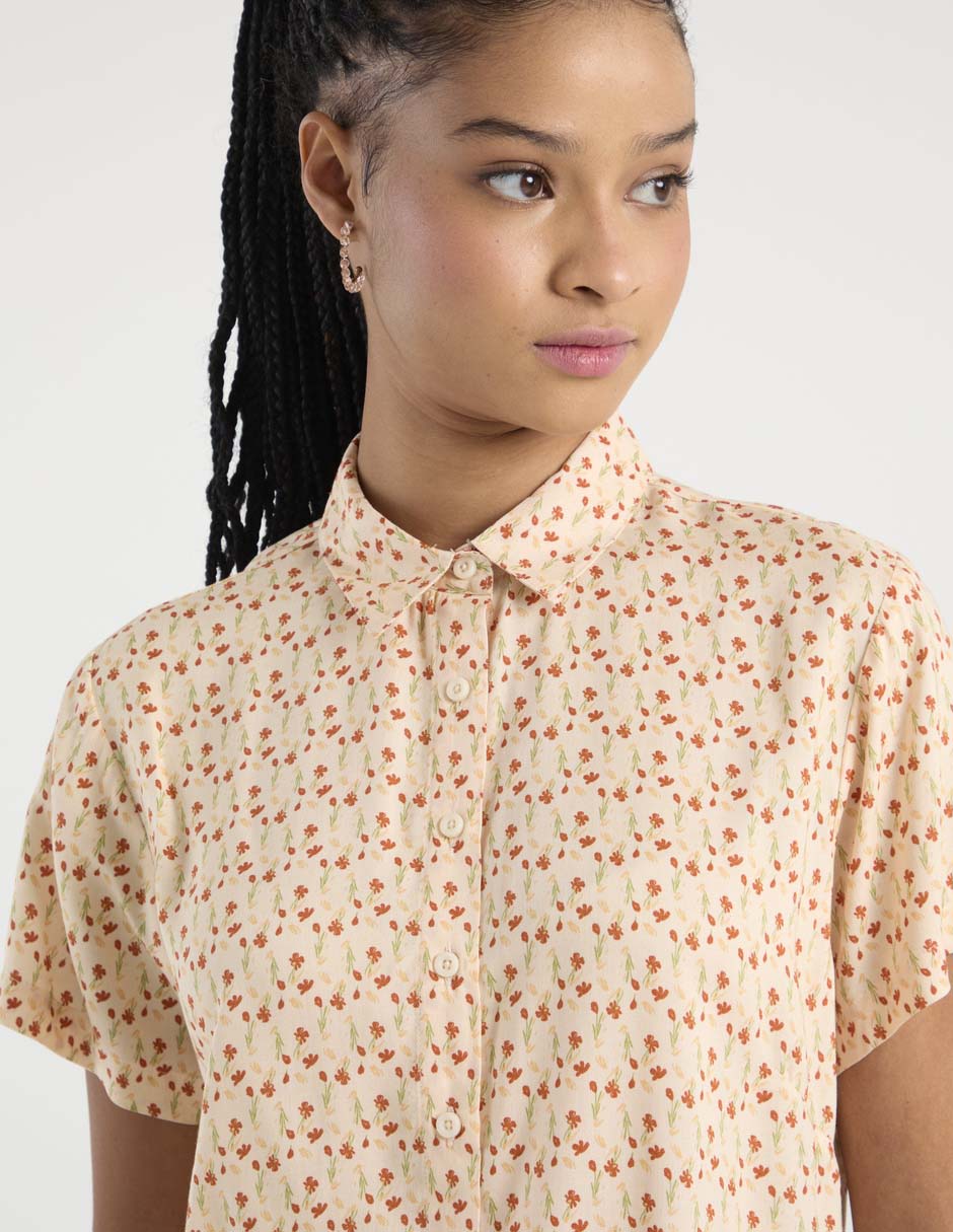 Blusa camisera manga corta para mujer 4