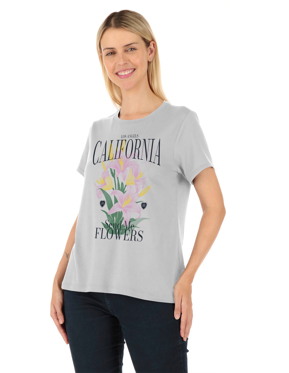 Playera manga corta cuello redondo para mujer Playera manga corta cuello redondo para mujer