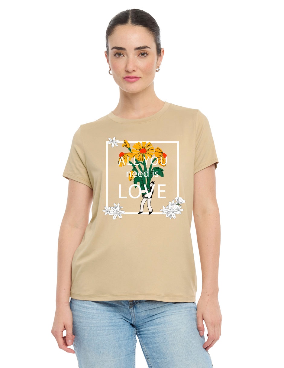 Playera manga corta cuello redondo para mujer Playera manga corta cuello redondo para mujer