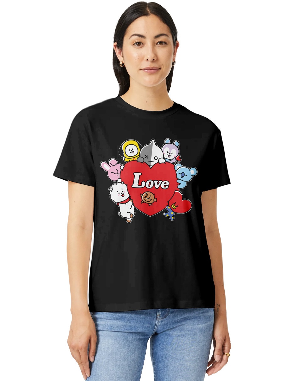 Playera manga corta cuello redondo para mujer